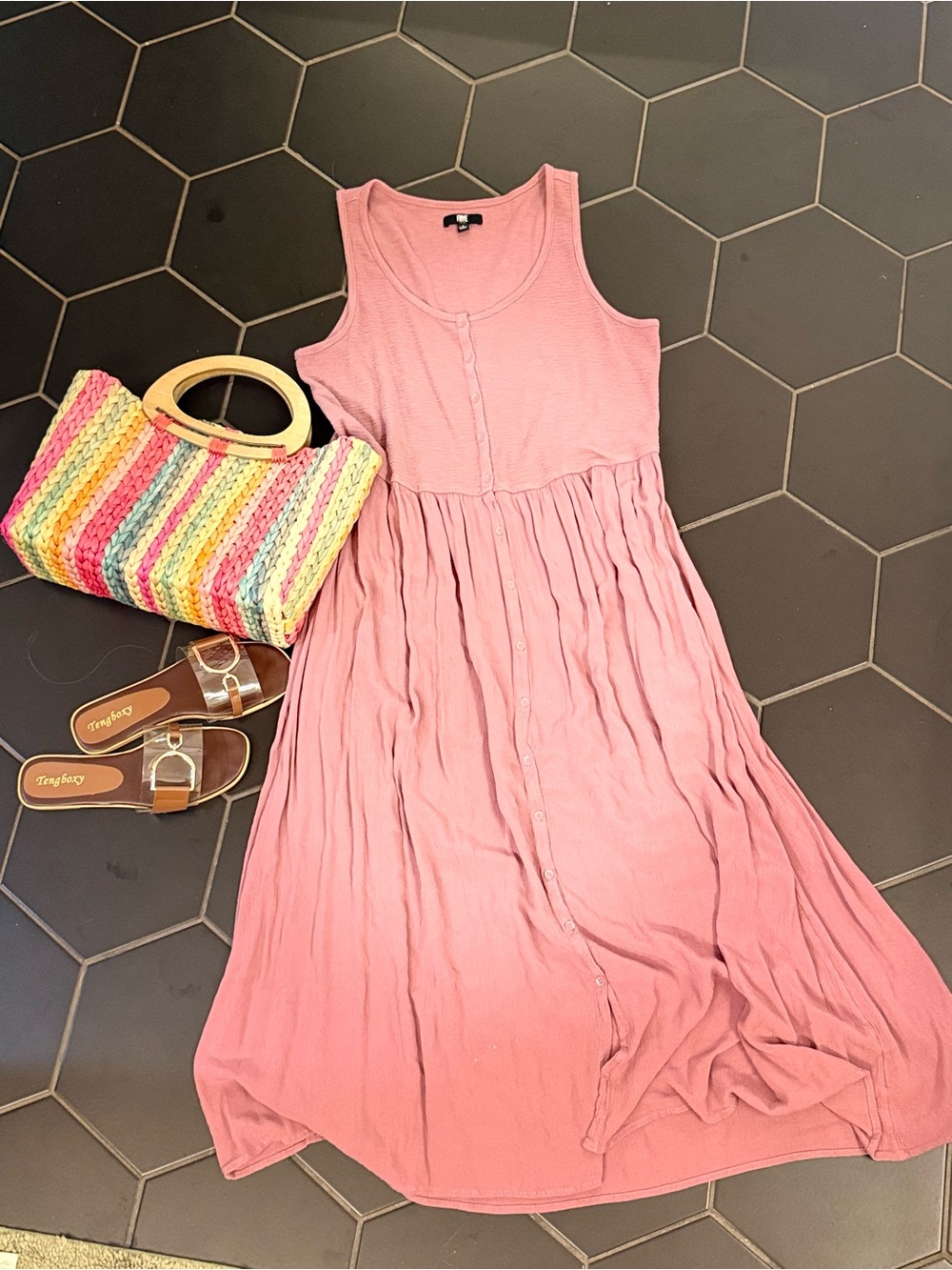 FRYE Dusty Mauve Midi Dress 🌸